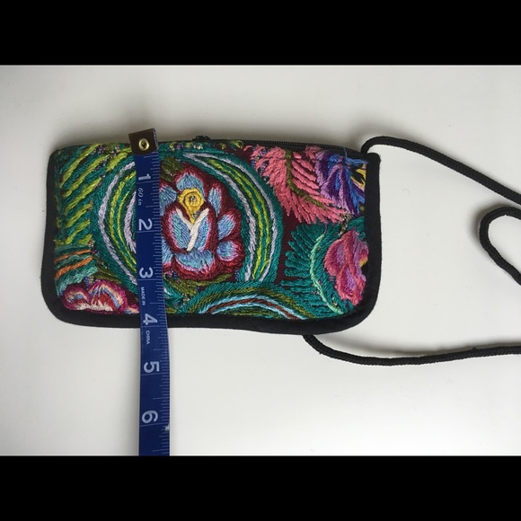 Guatemala Small Purse Bag Zip Pocket Floral Tribal - Picture 3 of 8